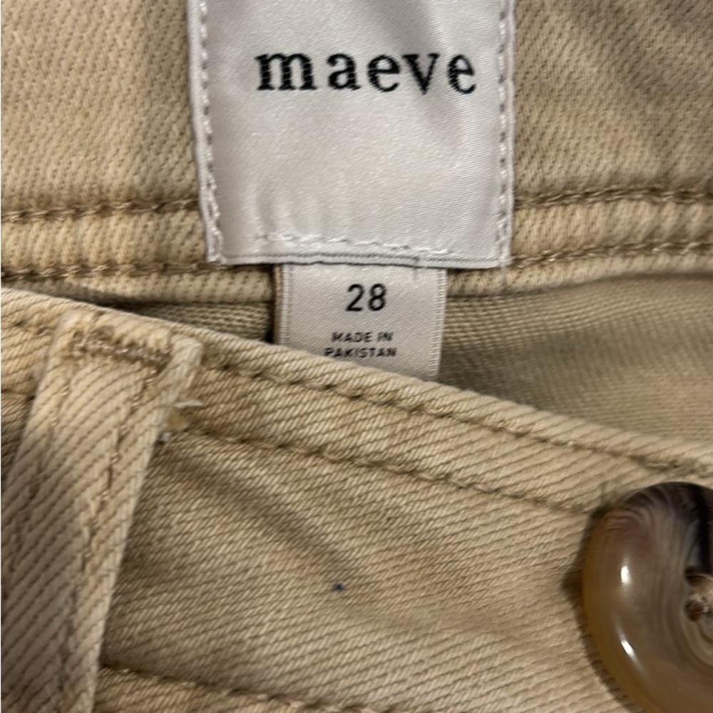 maeve khaki cropped pants 28